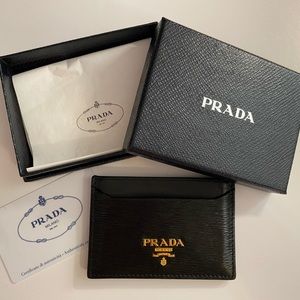 Prada leather card case in black